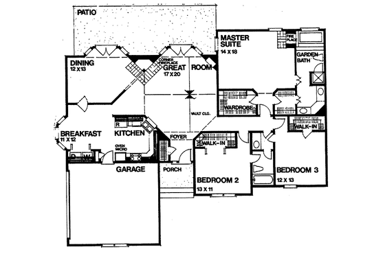 Floor Plan - Main Floor for Ranch House Plan #30-294 - 3 bed, 2 bath