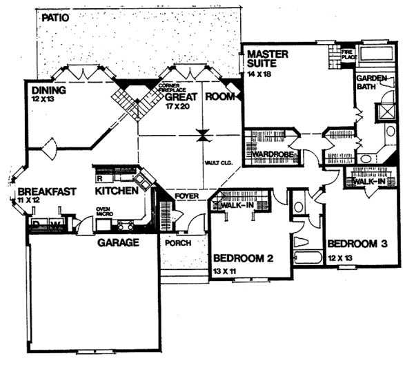Architectural House Design - Ranch Floor Plan - Main Floor Plan #30-294