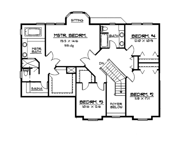 House Blueprint - Country Floor Plan - Upper Floor Plan #997-19