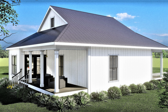 Exterior - Rear Elevation for Traditional House Plan #44-223 - 2 bed, 1 bath