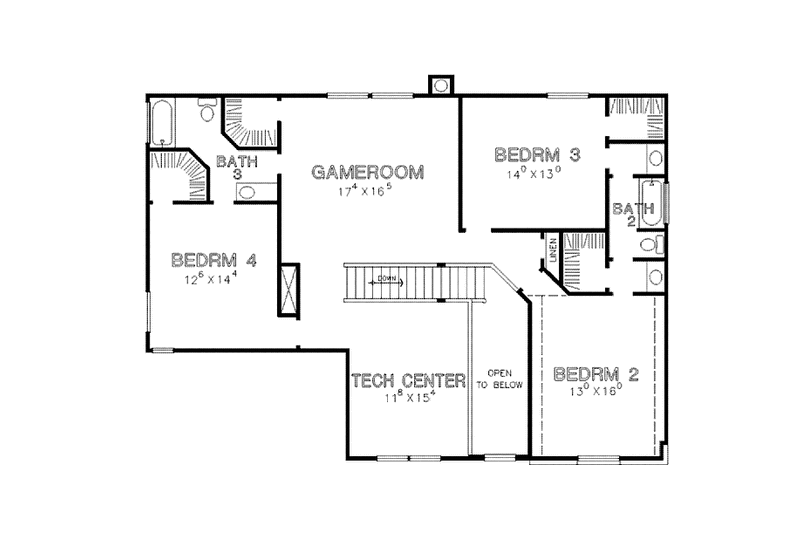 Dream House Plan - Floor Plan - Upper Floor for Country House Plan #472-328 - 4 bed, 3.5 bath