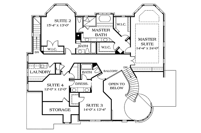 House Blueprint - Floor Plan - Upper Floor for Country House Plan #453-234 - 4 bed, 3.5 bath