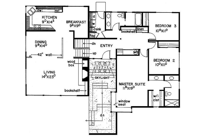 Home Plan - Floor Plan - Main Floor for Contemporary House Plan #60-731 - 3 bed, 2.5 bath