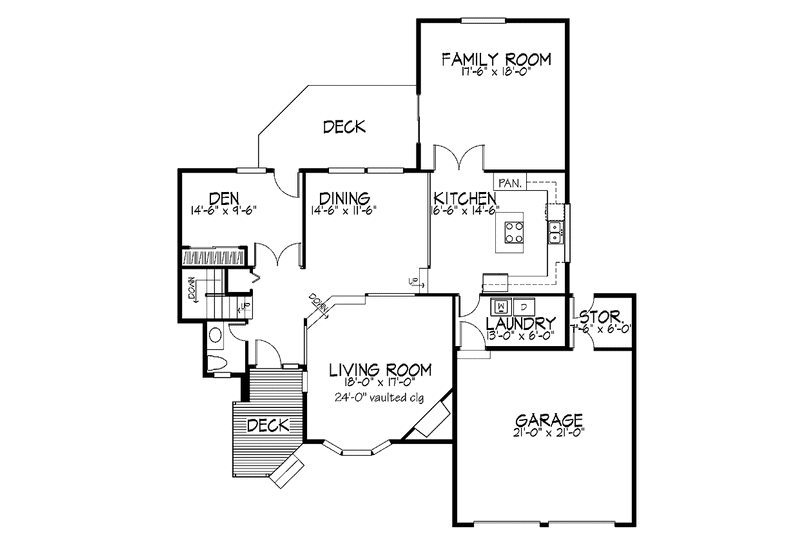 Dream House Plan - Floor Plan - Main Floor for Contemporary House Plan #320-791 - 3 bed, 2.5 bath