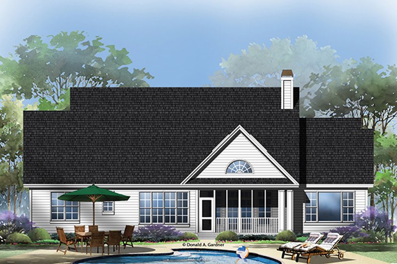 Architectural House Design - Exterior - Rear Elevation 1 for Traditional House Plan #929-963 - 4 bed, 3 bath