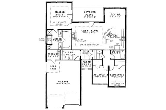 Floor Plan - Main Floor for Traditional House Plan #17-2656 - 3 bed, 2 bath