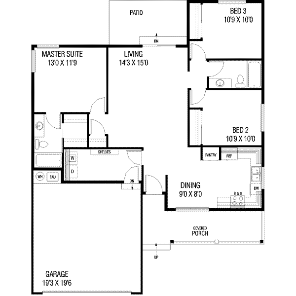 Architectural House Design - Ranch Floor Plan - Main Floor Plan #60-494