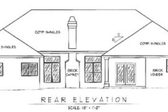 Exterior - Rear Elevation for Traditional House Plan #11-103 - 5 bed, 3.5 bath