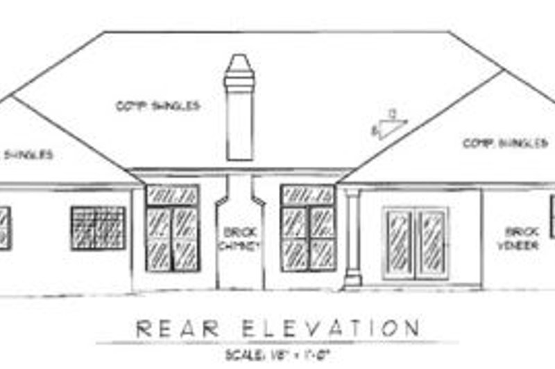 Home Plan - Exterior - Rear Elevation for Traditional House Plan #11-103 - 5 bed, 3.5 bath