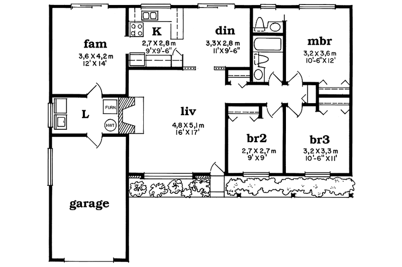 Home Plan - Floor Plan - Main Floor for Country House Plan #47-1042 - 3 bed, 1.5 bath