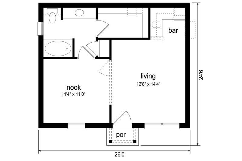 Home Plan - Floor Plan - Main Floor for Cottage House Plan #84-535 - 1 bed, 1 bath