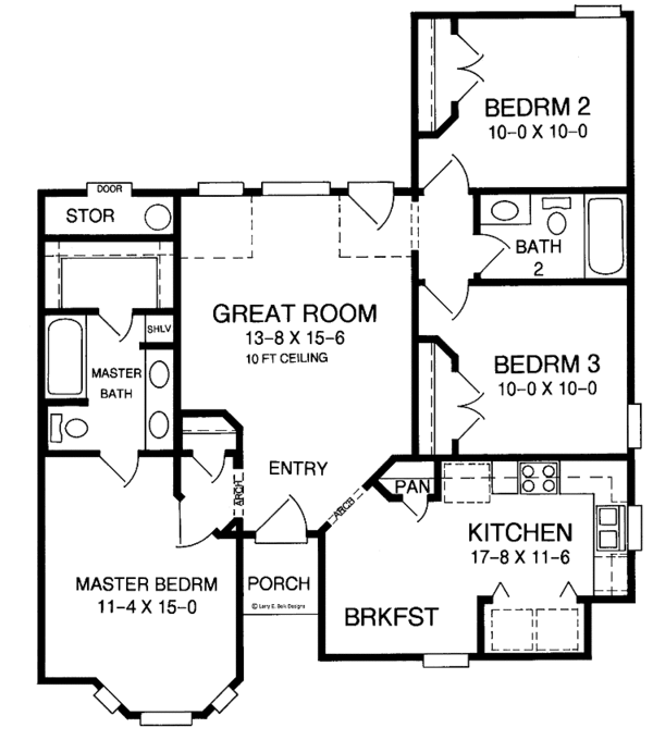 House Blueprint - Ranch Floor Plan - Main Floor Plan #952-163