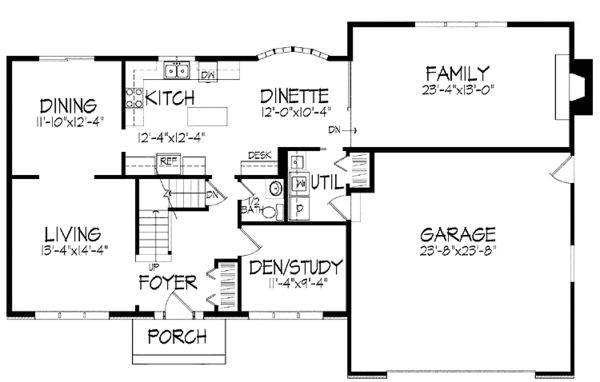 Architectural House Design - Tudor Floor Plan - Main Floor Plan #51-878