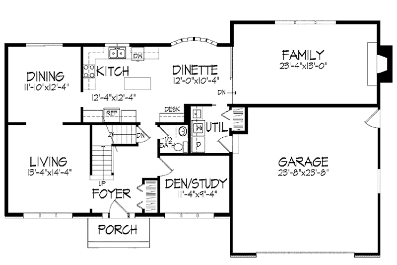Architectural House Design - Floor Plan - Main Floor for Tudor House Plan #51-878 - 4 bed, 2.5 bath