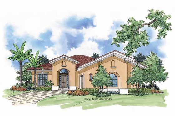 Exterior - Front Elevation 3 for Mediterranean House Plan #930-393 - 2 bed, 2 bath