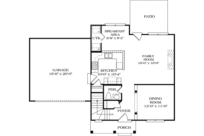 Home Plan - Floor Plan - Main Floor for Colonial House Plan #453-278 - 3 bed, 2.5 bath