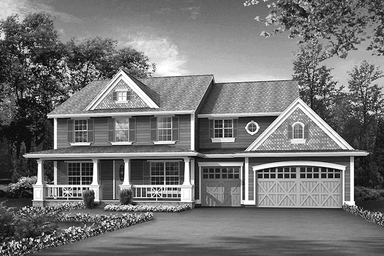 Exterior - Front Elevation 3 for Craftsman House Plan #132-309 - 3 bed, 2.5 bath