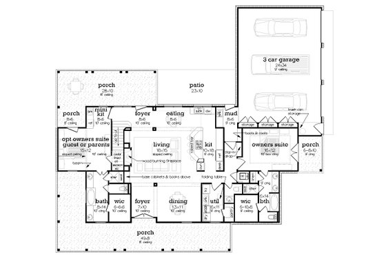 Floor Plan - Main Floor for Farmhouse House Plan #45-627 - 4 bed, 3.5 bath