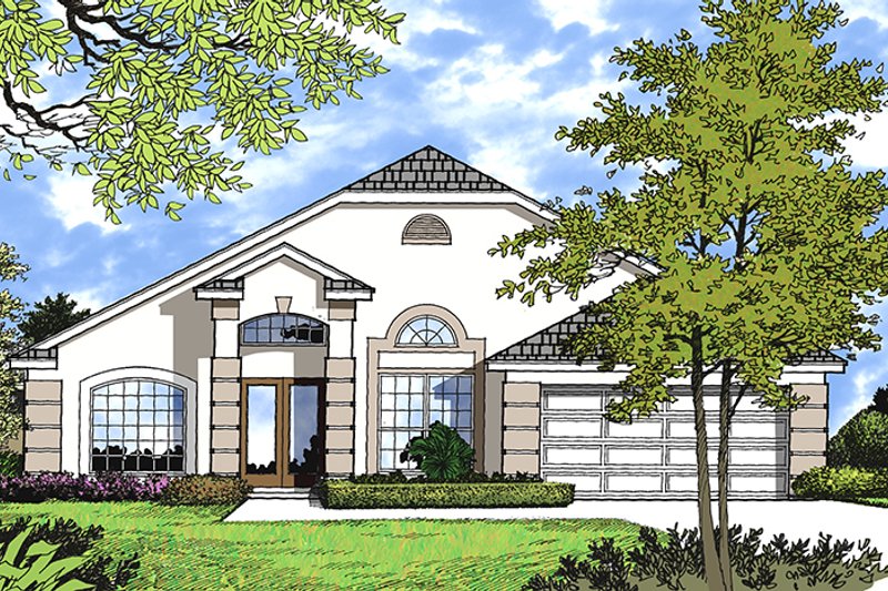 Dream House Plan - Exterior - Front Elevation 4 for Mediterranean House Plan #417-843 - 3 bed, 2 bath