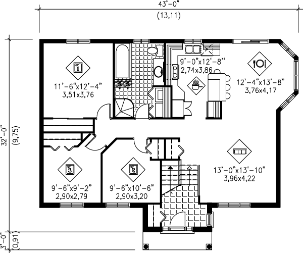 Traditional Floor Plan - Main Floor Plan #25-1040