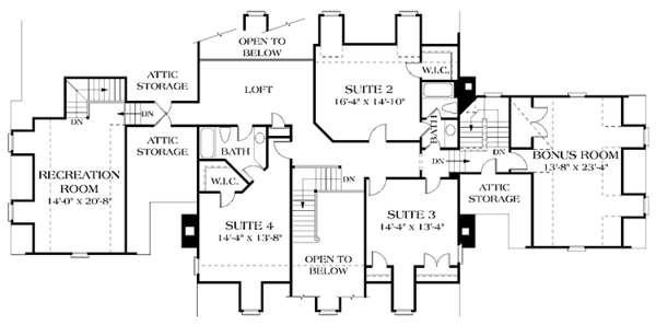 House Plan Design - Classical Floor Plan - Upper Floor Plan #453-192