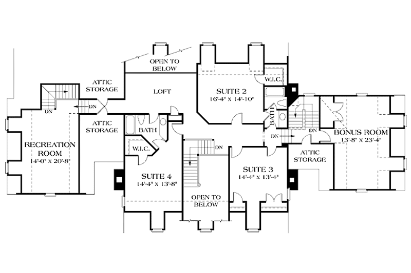 Home Plan - Floor Plan - Upper Floor for Classical House Plan #453-192 - 4 bed, 3.5 bath