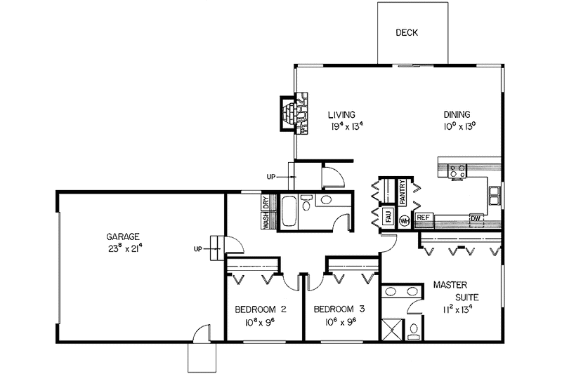 Dream House Plan - Floor Plan - Main Floor for Ranch House Plan #60-906 - 3 bed, 2 bath