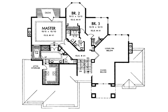 Floor Plan - Upper Floor for Traditional House Plan #48-717 - 3 bed, 2.5 bath