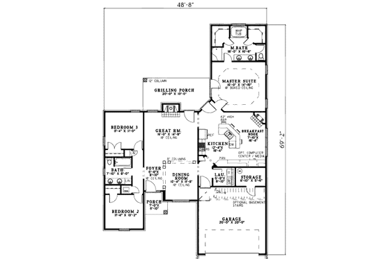 Floor Plan - Main Floor for Traditional House Plan #17-2283 - 3 bed, 2 bath