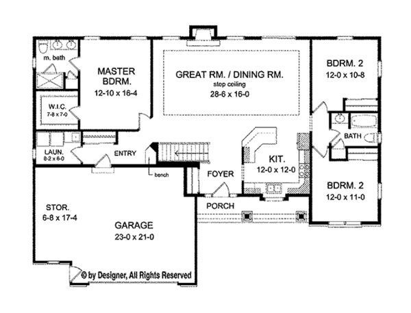 Home Plan - Ranch Floor Plan - Main Floor Plan #1010-100