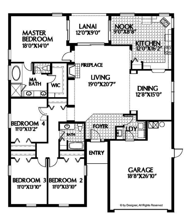Home Plan - Ranch Floor Plan - Main Floor Plan #999-37
