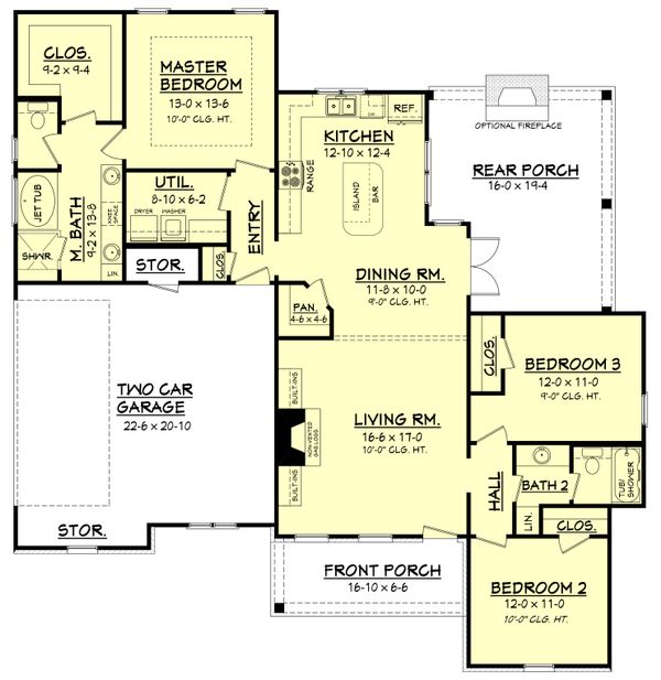 Ranch Style House Plan 3 Beds 2 Baths 1600 Sq Ft Plan Ranch Style House Plan 3 Beds 2 Baths 1600 Sq Ft Plan