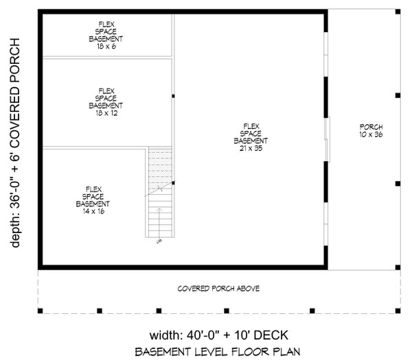 House Blueprint - Country Floor Plan - Lower Floor Plan #932-1396