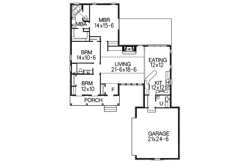 Home Plan - Floor Plan - Main Floor for Country House Plan #15-339 - 3 bed, 2 bath