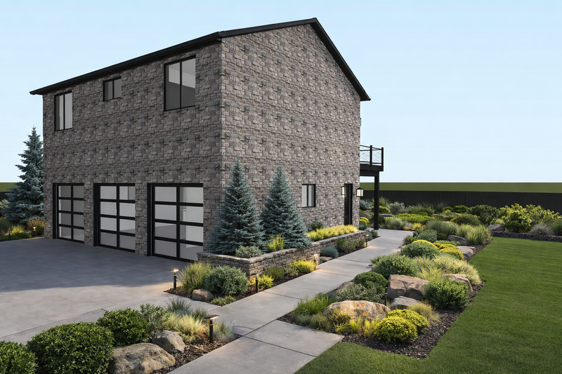 House Blueprint - Exterior - Rear Elevation 3 for Barndominium House Plan #1060-482 - 2 bed, 1.5 bath