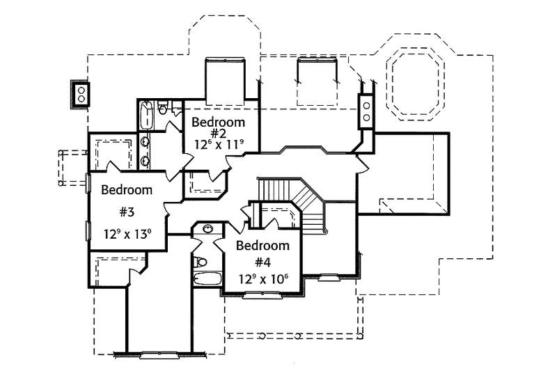 Home Plan - Floor Plan - Upper Floor for Colonial House Plan #429-285 - 5 bed, 3 bath