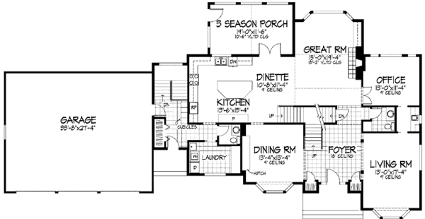 Dream House Plan - Country Floor Plan - Main Floor Plan #51-799