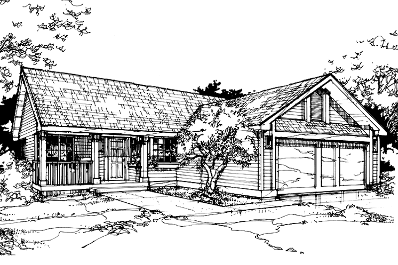 Home Plan - Exterior - Front Elevation 3 for Ranch House Plan #320-709 - 3 bed, 2 bath