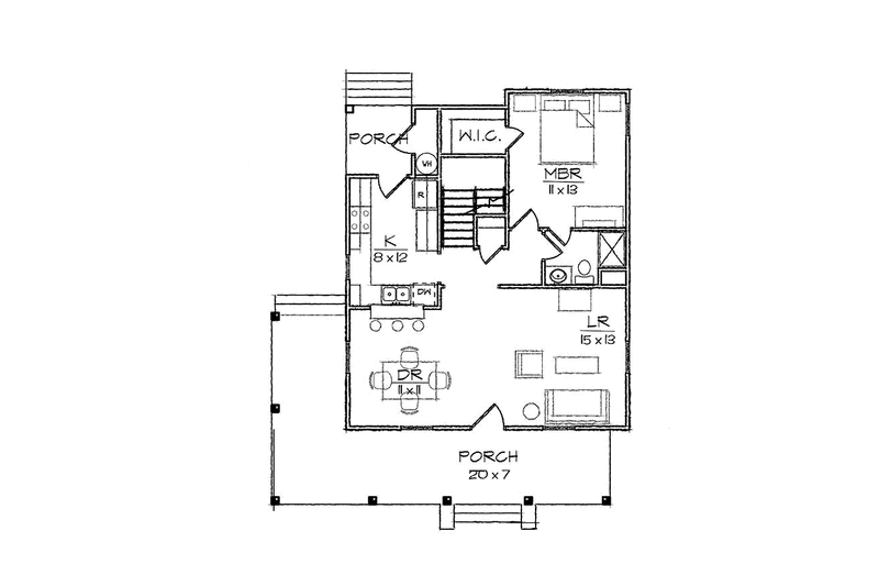 Home Plan - Floor Plan - Main Floor for Craftsman House Plan #936-13 - 3 bed, 2 bath