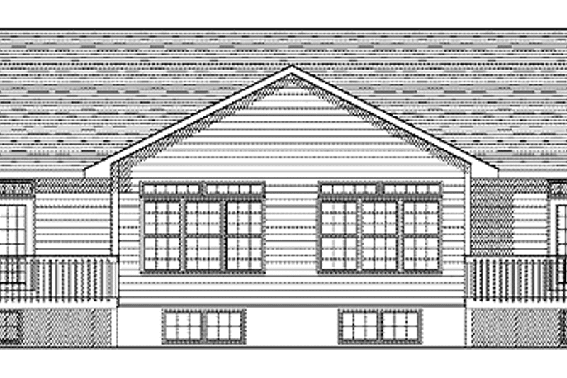 Architectural House Design - Exterior - Rear Elevation for Ranch House Plan #70-1389 - 4 bed, 2 bath