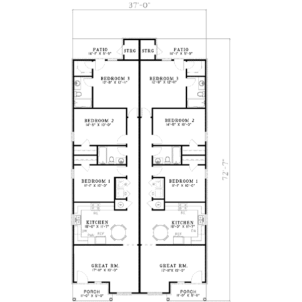 Architectural House Design - Southern Floor Plan - Main Floor Plan #17-1096