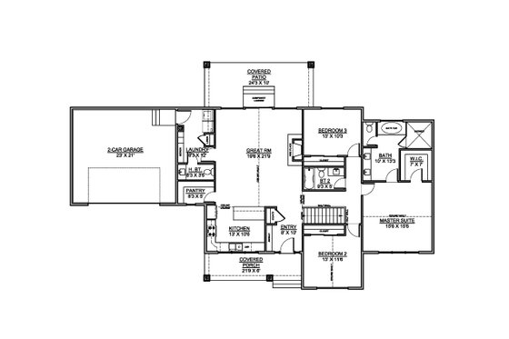 Floor Plan - Main Floor for Country House Plan #1073-19 - 3 bed, 2.5 bath