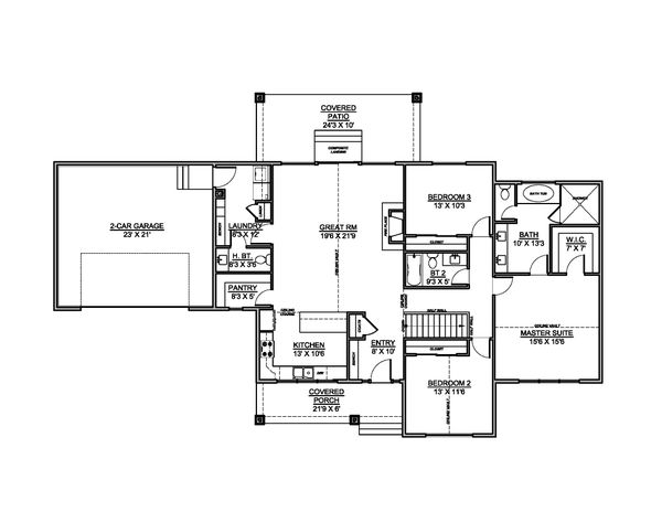 House Design - Country Floor Plan - Main Floor Plan #1073-19