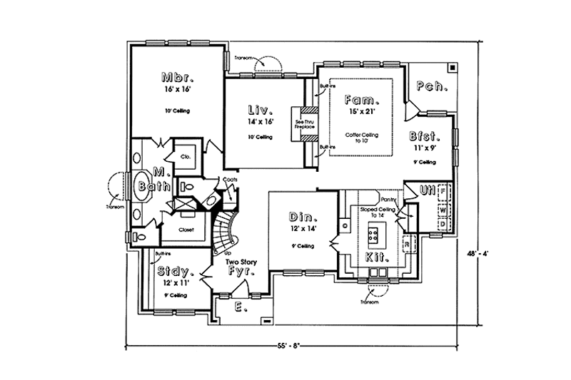 House Blueprint - Floor Plan - Main Floor for Country House Plan #974-26 - 4 bed, 3.5 bath