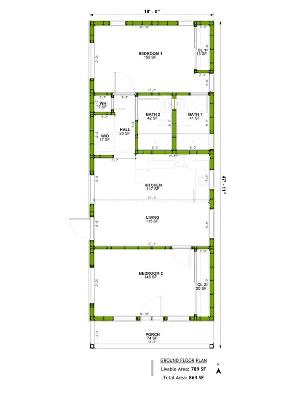 Dream House Plan - Floor Plan - Main Floor for Ranch House Plan #1106-76 - 2 bed, 2 bath