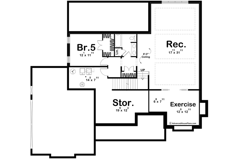 House Blueprint - Floor Plan - Lower Floor for Modern House Plan #455-504 - 4 bed, 4 bath