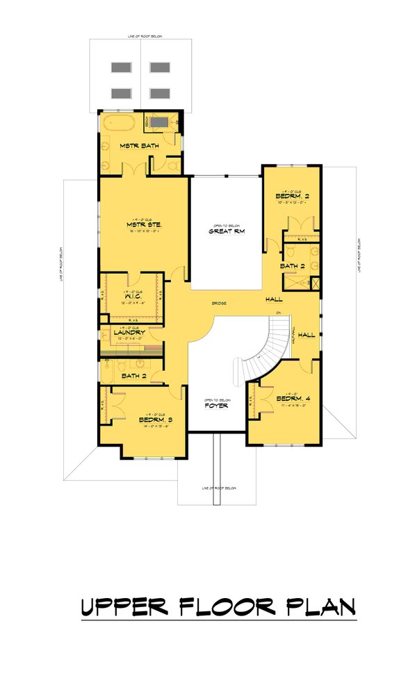 House Blueprint - Traditional Floor Plan - Upper Floor Plan #1066-219