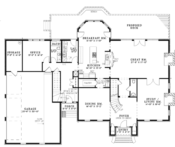 Architectural House Design - European Floor Plan - Main Floor Plan #17-3276