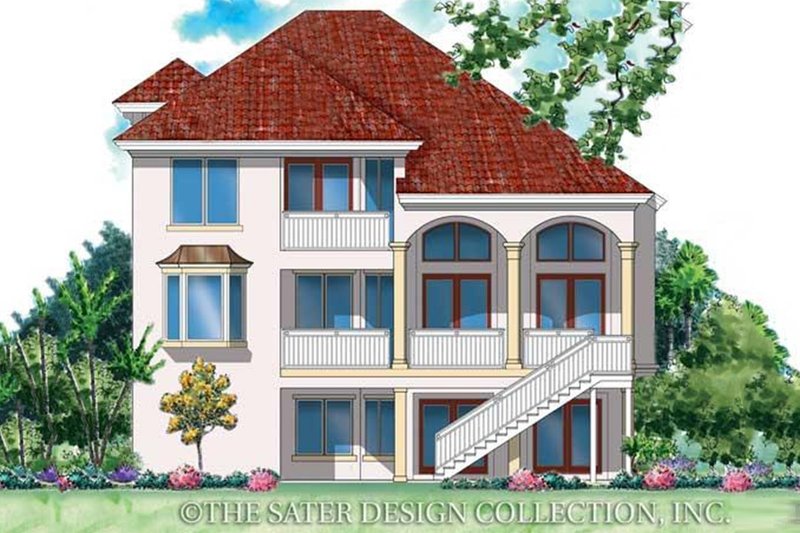 Home Plan - Exterior - Rear Elevation for Mediterranean House Plan #930-143 - 3 bed, 2 bath