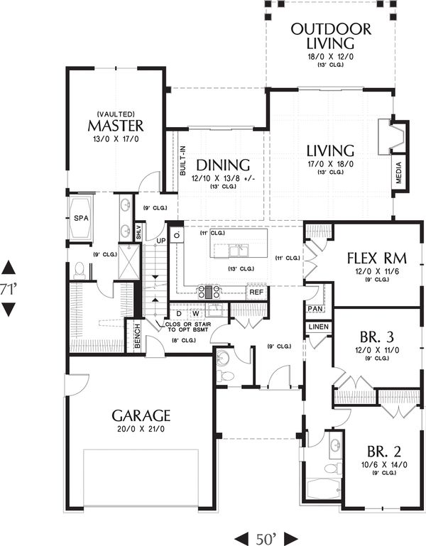 Home Plan - Craftsman Floor Plan - Main Floor Plan #48-662